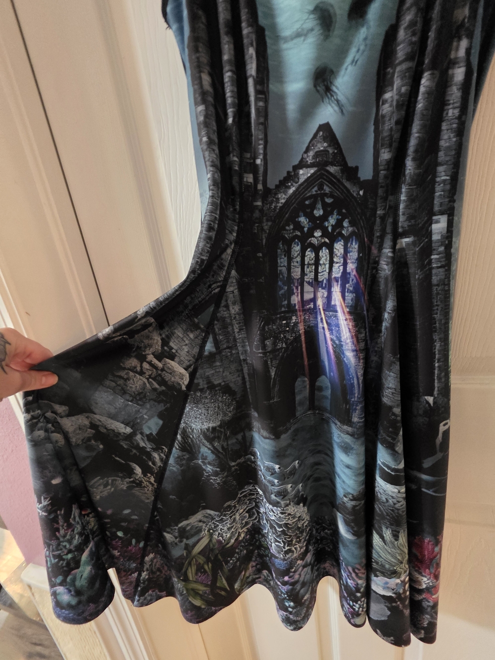 Galaxy Mono Vs Atlantian Gothic Longline Inside Out Dress By Blackmilk Clothing